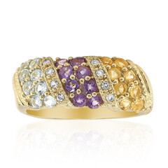 Zilveren ring met hemel-blauwe topaasstenen