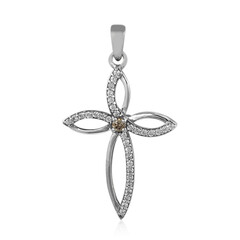 Zilveren hanger met een I2 Bruine Diamant