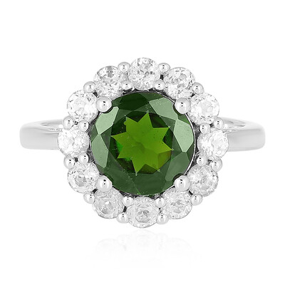 Zilveren ring met een Russische diopsied