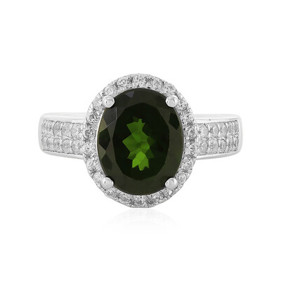 Zilveren ring met een Russische diopsied