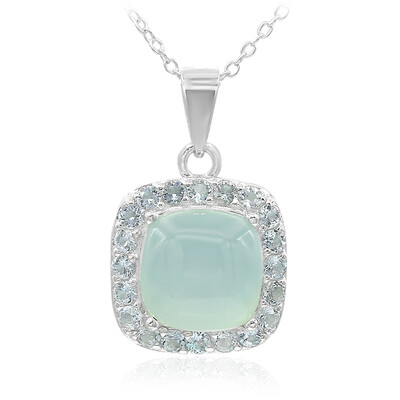 Zilveren halsketting met een Lagune Chalcedoon