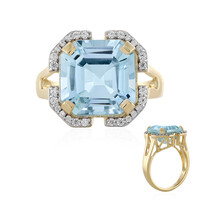 Gouden ring met een hemel-blauwe topaas (Adela Gold)