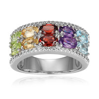 Zilveren ring met Mozambique granaten