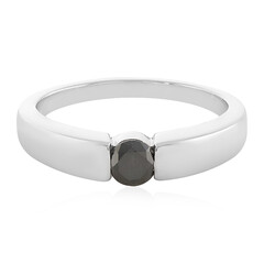 Zilveren ring met een zwarte diamant