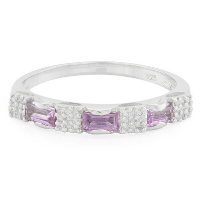 Zilveren ring met Onverhitte Purper Saffieren