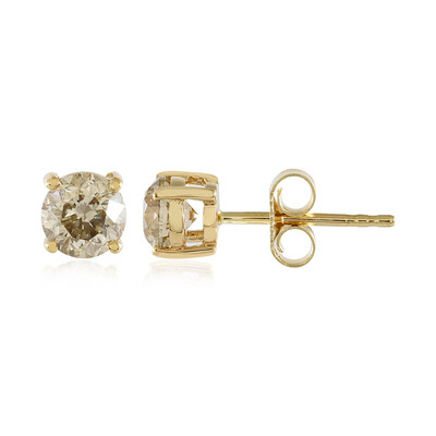 Gouden oorbellen met I1 Bruine Diamanten