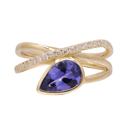 Gouden ring met een AAA tanzaniet (CIRARI)