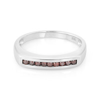 Zilveren ring met rode cognac diamanten