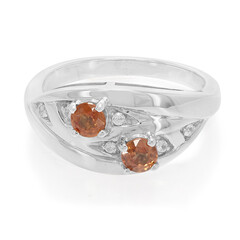 Zilveren ring met oranje saffieren