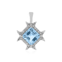 Zilveren hanger met een hemel-blauwe topaas