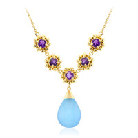 Zilveren halsketting met een Aqua Chalcedoon