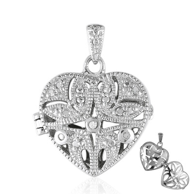 Zilveren hanger met een PK (I) Diamant