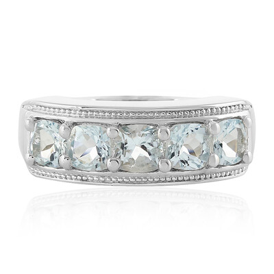 Zilveren ring met aquamarijnstenen