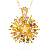 Zilveren halsketting met citrienstenen (Gems en Vogue)