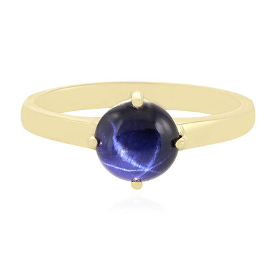 Zilveren ring met een blauwe ster saffier