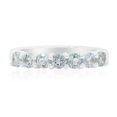 Zilveren ring met hemel-blauwe topaasstenen