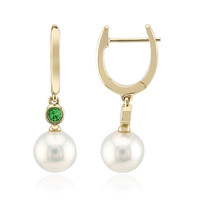 Gouden oorbellen met witte zuidzee parels (Michelle Albala)
