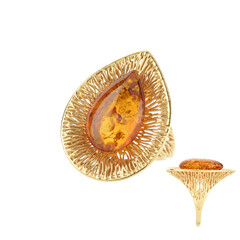 Zilveren ring met een cognac Baltische barnsteen