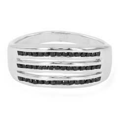Zilveren ring met zwarte spinelstenen