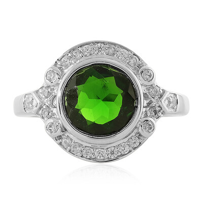 Zilveren ring met een Russische diopsied