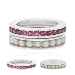 Zilveren ring met zoetwater kweekparels (TPC)