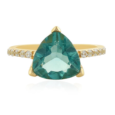 Gouden ring met een Belgian Teal Fluoriet
