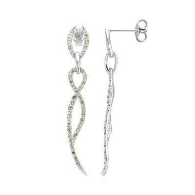 Zilveren oorbellen met Fancy diamanten