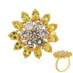 Zilveren ring met gouden berilstenen