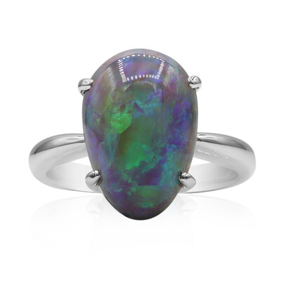 Platinaen ring met een Lightning Ridge Zwarte Opaal (CIRARI)