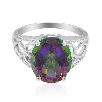 Zilveren ring met een mystieke-topaas