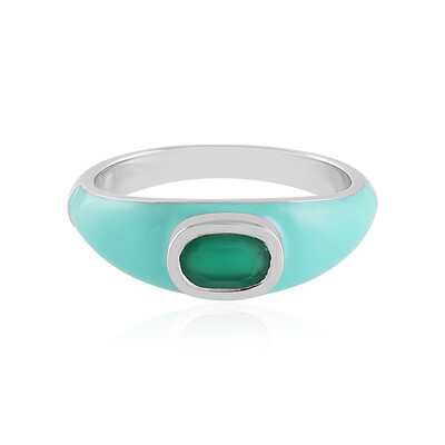 Zilveren ring met een Groene onyx