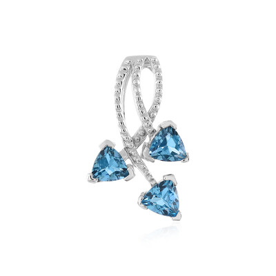 Zilveren hanger met Zwitsers-blauwe topaasstenen