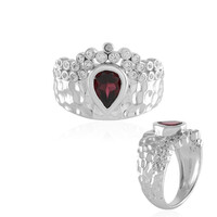 Zilveren ring met een framboos rhodoliet (de Melo)