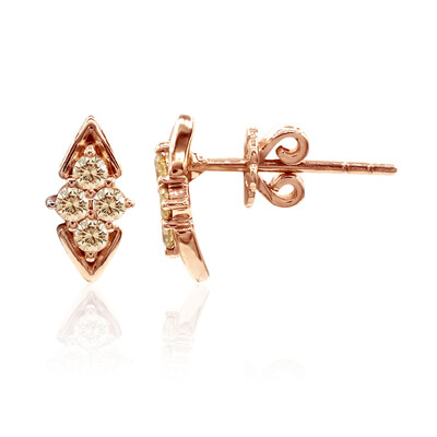 Gouden oorbellen met SI1 Argyle Rose De France Diamanten (Annette)