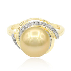 Gouden ring met een gouden zuidzee parel (TPC)