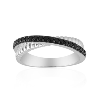 Zilveren ring met zwarte spinelstenen