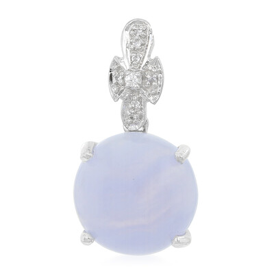 Zilveren hanger met een blauwe kant agaat