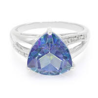 Zilveren ring met een blauwe mystieke-topaas