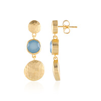 Messing oorbellen met Blauwe chalcedonen (Juwelo Style)