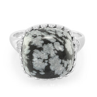 Zilveren ring met een sneeuwvlokken obsidiaan