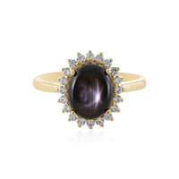 Gouden ring met een zwarte ster saffier