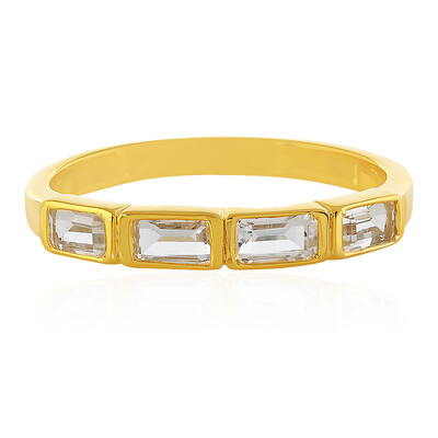 Zilveren ring met witte kwartskristallen