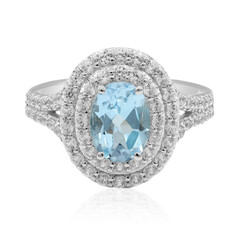 Zilveren ring met een hemel-blauwe topaas