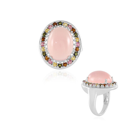 Zilveren ring met een roze chalcedon