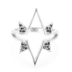 Zilveren ring met zwarte spinelstenen