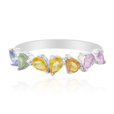 Zilveren ring met roze saffieren