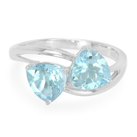 Zilveren ring met hemel-blauwe topaasstenen