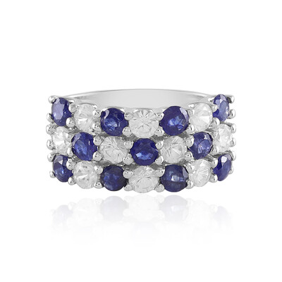 Zilveren ring met Madagaskar Blauwe Saffieren