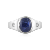 Zilveren ring met een blauwe ster saffier