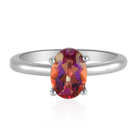 Zilveren ring met een avondrode mystieke-topaas